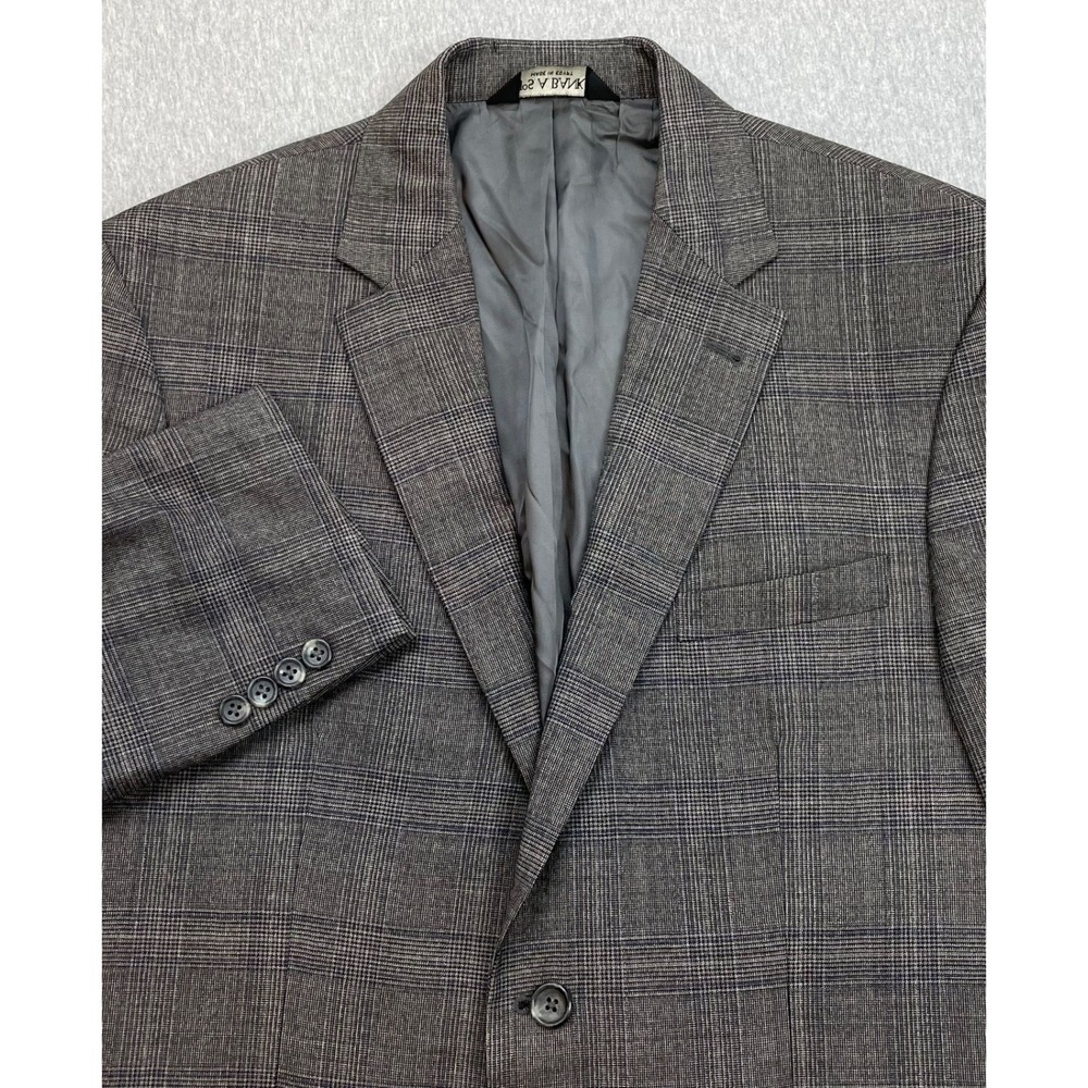 Jos A Bank Blazer Mens 42R Plaid 100% Wool 2-Button Single Breast‎ Lined